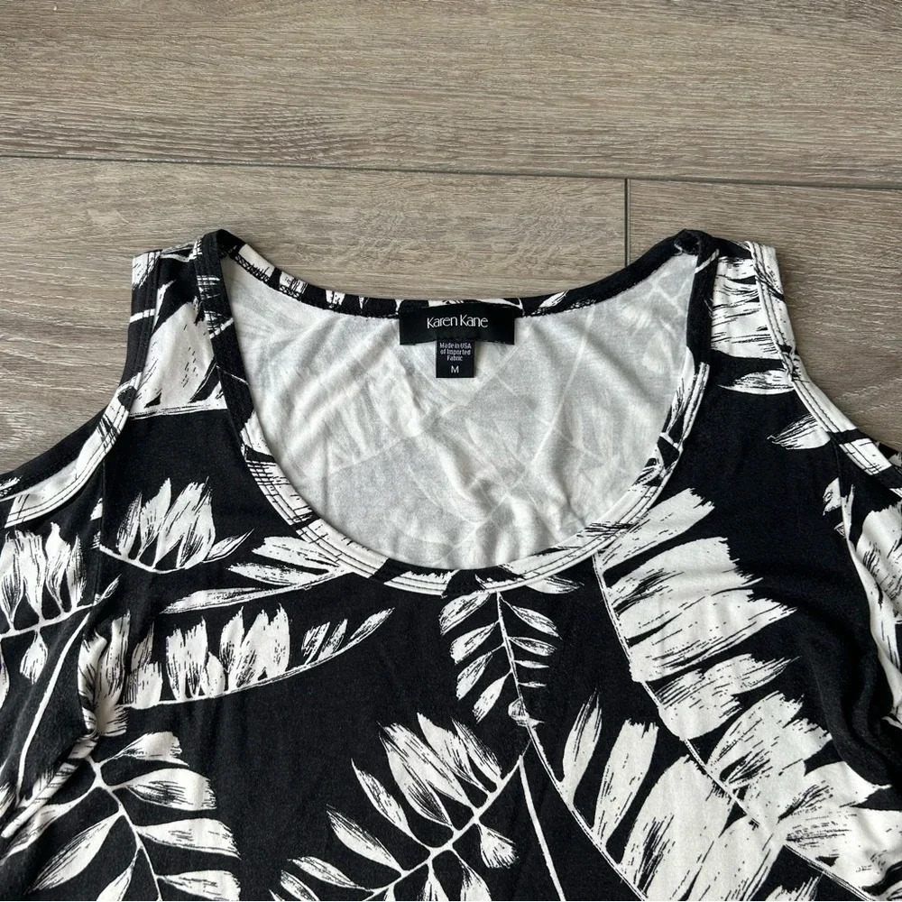 Karen Kane Leaves  Pattern Cold Shoulder Bell Sleeve Top - Picture 5 of 15